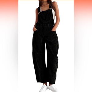 Women's Black Corduroy Overalls